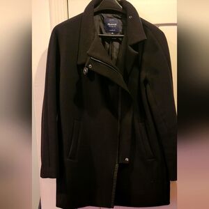 Women's Black Madewell Wool Biker Coat Size 12